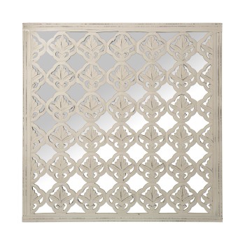 Retablo Madera Calado Blancoc/espejo 90x90cm 90x1,8x90cm, Madera: Dm