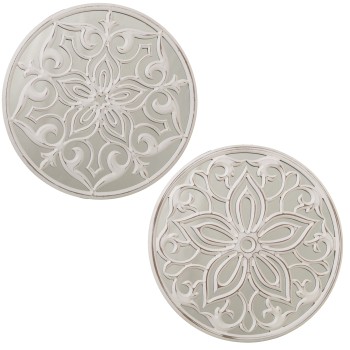 Retablo Madera Calado C/espejo Blanco Decapé Surtido Ø50x1,4cm, Madera: Dm