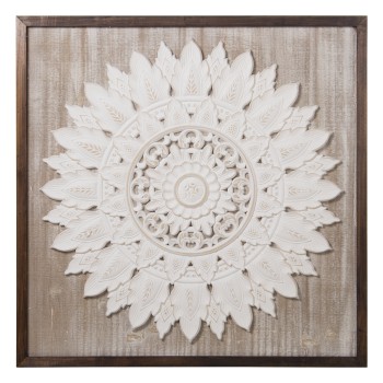 Retablo Madera Calado Blancodecape Sobre Cuadro Enmarcado 80x80x1,8cm, Dm+lino