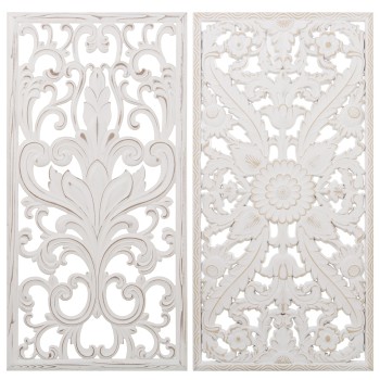 Pickled White Wooden Fretwork Wall Decorations 40x1,5x80cm, Madera: Dm
