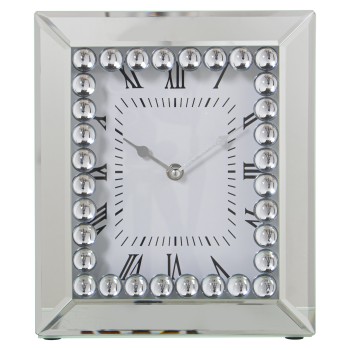 Mirror With Rhinestones Tabletop Clock - Battery: 1xaa Not Included- 22x6x26cm, Esfera:16x20cm