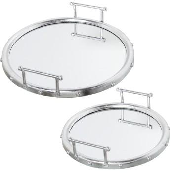 Set 2 Bandejas Metal Plateadoespejo Ø47x9cm+ø40x9cm,int:ø41/ø33