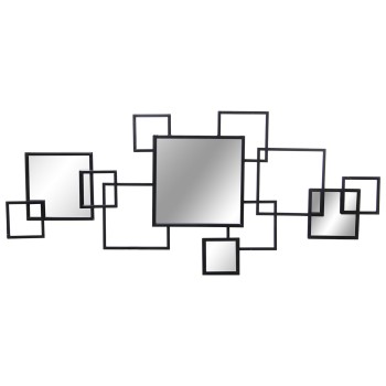 Adorno Pared Metal Negro C/espejos 120x2x53cm