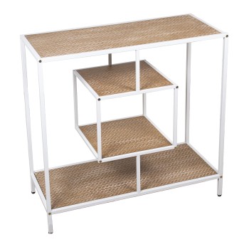 White Metal Console W/mdf Wooden Shelves- _80x35x80cm