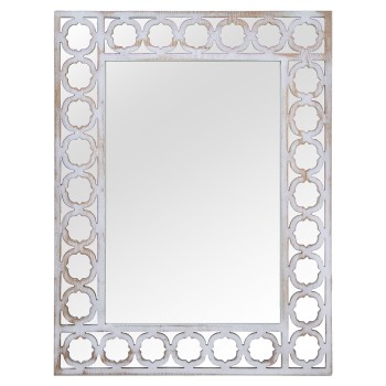 Miroir Mural En Bois Blanc Délavé 60x3x80cm