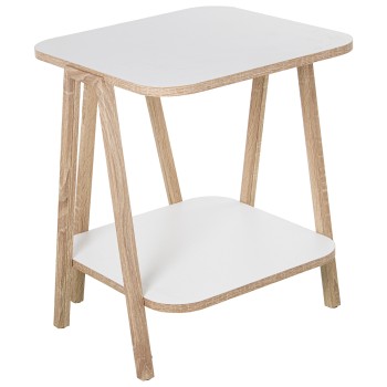 Mesa Aux. Madera Blanca +patas Color Roble, Requiere Montaje 50x50x60cm Balda:38x38x1,8cm