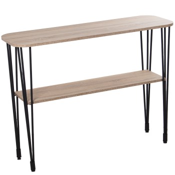 Oak Coloured Console Table/black Metal Legs- _120x40x91cm Balda:106x28x1,8c