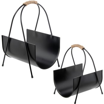 Set 2 Revisteros Metal Negro 31x24x43+25x19x34cm