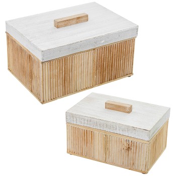 Set 2 Boîtes En Bois 24x17x14+20x13x12cm