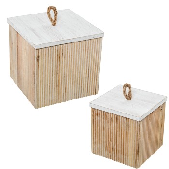Set 2 Boîtes En Bois 17x17x16,5+14x14x13,5cm