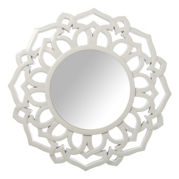 White Resin Mirror- Ø60x3cm, Int:ø29cm