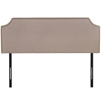 Cabecero De Cama Tapizado Beige Poliéster, Patas Metal Negr 160x7x117/127cm, Sup:160x57cm