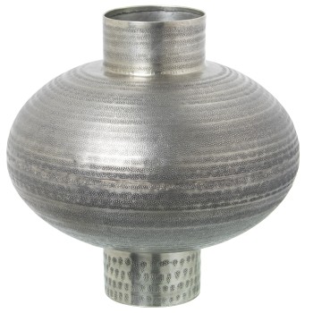 Jarrón Aluminio Tallado Plata Envejecida Ø33x33cm