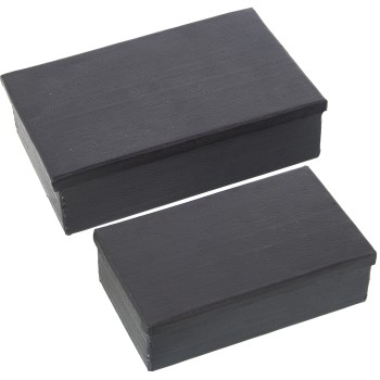 Set 2 Cajas Aluminio Tallado Negro 23x14x7+28x18x8cm