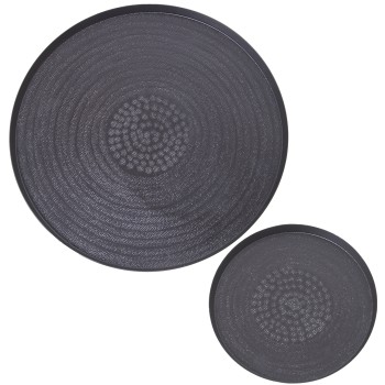 Set 2 Bandejas Aluminio Tallado Negro Ø23+ø38cm