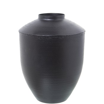 Jarrón Aluminio Tallado Negro Ø26x35cm