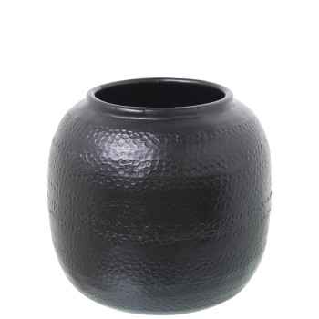 Jarrón Aluminio Tallado Negro Ø16x14cm