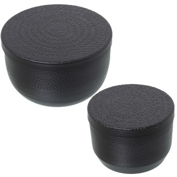 Set De 2 Boîtes De Décoration En Métal Sculpté Noir_ø13x9+ø16x9,5cm