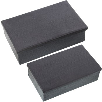 Set 2 Cajas Aluminio Tallado Negro 23x14x7+28x18x8cm