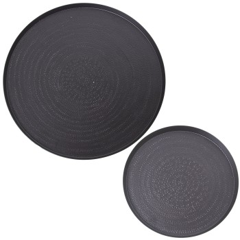 Set 2 Bandejas Aluminio Tallado Negro Ø23+ø38cm