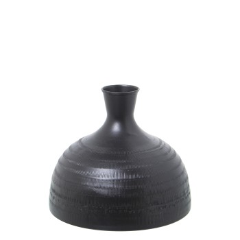 Jarrón Aluminio Tallado Negro Ø21x18cm
