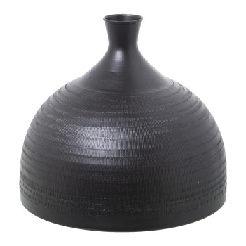 Jarrón Aluminio Tallado Negro Ø29x25cm
