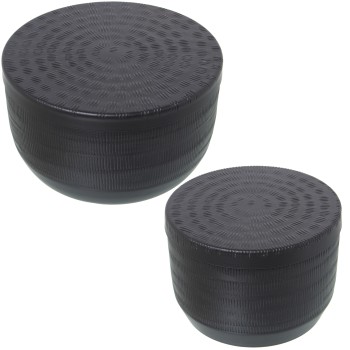 Set 2 Cajas Aluminio Tallado Negro Ø13x9+ø16x10cm