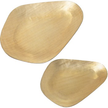 Set 2 Bandejas Aluminio Tallado Dorado 31x23x2,5+42,5x32x4cm