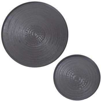 Set De 2 Plateaux En Métal Sculpté Noir_ø23+ø38cm