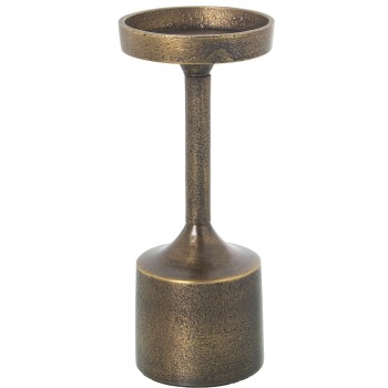Aluminium Candlestick-antique Matt Brass Finish- _ø9x21cm
