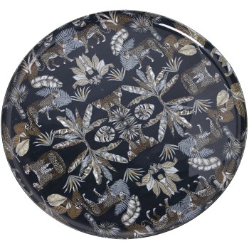 Bandeja Metal Esmaltado Leopardos Ø33x1,5cm