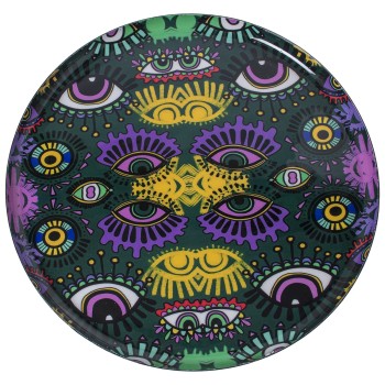 Bandeja Metal Esmaltado Ojos Ø33x1,5cm