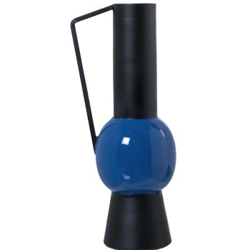 Jarrón Metal Esmaltado Azul 13x10x32cm