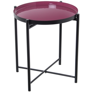 Mesa De Apoio Metal Esmaltado Rosa Escuro/preto_50x52cm