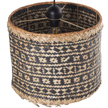 Lámpara Techo Ratán Natural/negro +99271, 1xe27 Max.40w Ø36x29cm Cable Negro:73cm