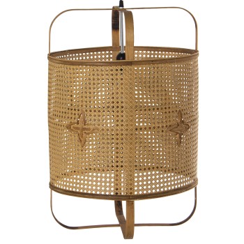 Lampara Techo Ratan Natural, 1xe27, Max.60w No Incluido 43x43x65cm, Cable Negro:134cm