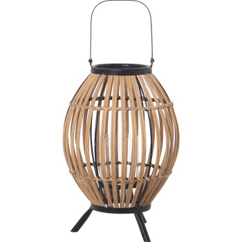 Farol Portavelas Mimbre C/asa Metal 23x23x33cm
