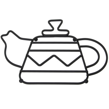 Black Metal Trivet Teapot- 27x19x1,7cm