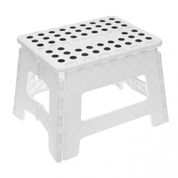 Sgabello Pieghevole Bianco Pp Traslucido 32x25x22cm, Sup. Seduta:29x22cm