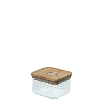 Pot De Cuisine En Acrylique Avec Couvercle En Bois 370ml
