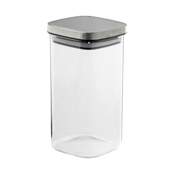 Bote Cocina Cristal 1300ml Tapa Acero Inox. 10x10x19cm Cristal Borosilica