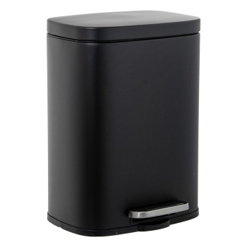Papelera Acero Inoxidable 12l. C/pedal Negra 29x25x39cm