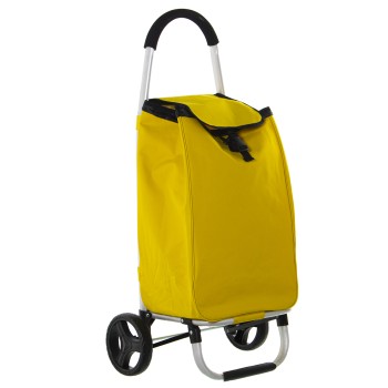 Carrello Portaspesa In Alluminio E Tessuto Poliestre - Giallo- Carro:46x36x98,bolsa:36x26x57