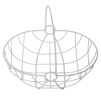 Frutero C/asa Metal Blanco 29x22x12/24,5cm