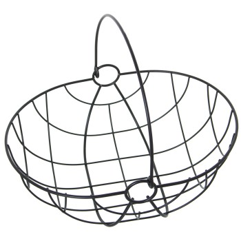 Portafrutta In Metallo Con Maniglia - Nero- 29x22x12/24,5cm