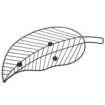 Portafutta In Metallo Foglia - Nero- 41x20x5cm