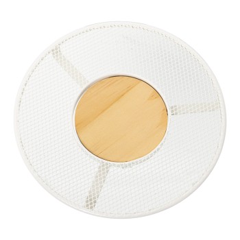 Salvamantel Metal Rejilla Blanco C/centro Madera Ø20x2cm, Madera: Ø8,6cm