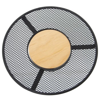 Salvamantel Metal Rejilla Negro C/centro Madera Ø20x2cm, Madera: Ø8,6cm