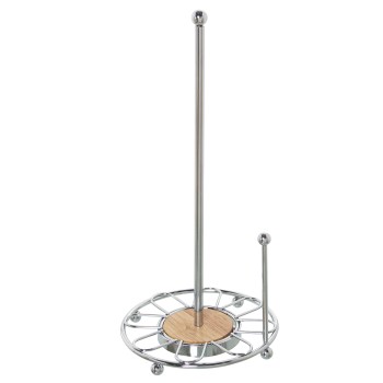 Portarotolo Da Cucina In Metallo - Cromato- Ø15x32cm