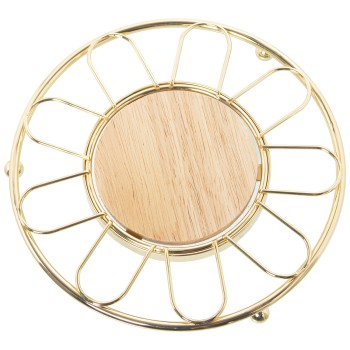 Salvamantel Metal Dorado C/centro Madera Ø20x2cm, Madera: Ø10cm